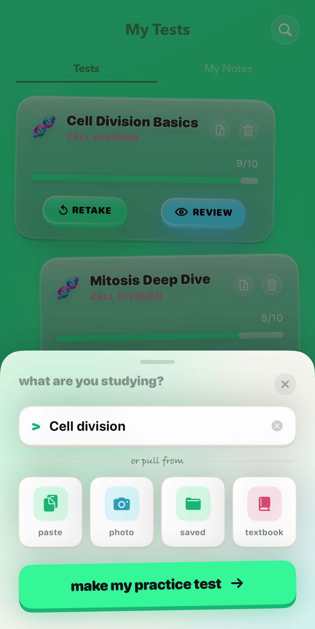 Generating a test from any topic